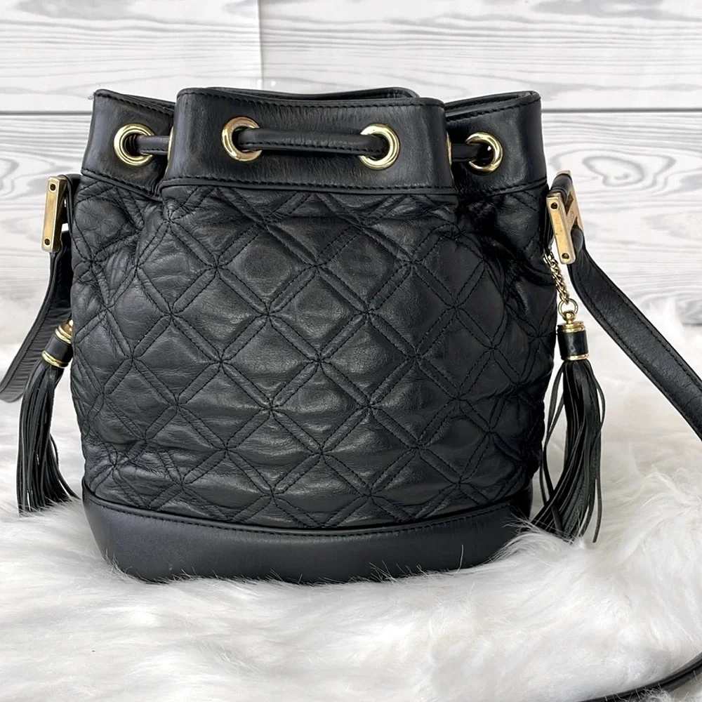 MCM‎ Black Quilted Leather Bucket Bag